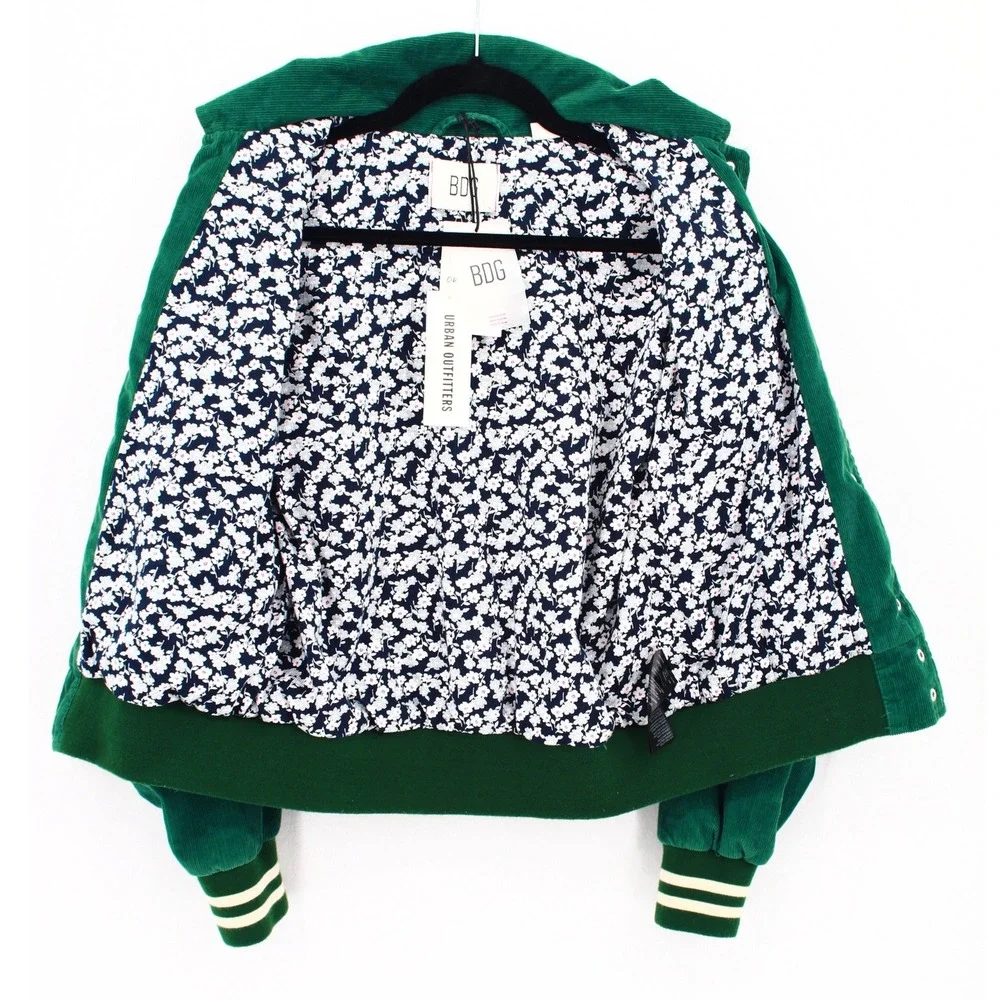 BDG Urban Outfitters Green Corduroy Varsity Jacket Mushroom Vibes Small NWT - Picture 3 of 10